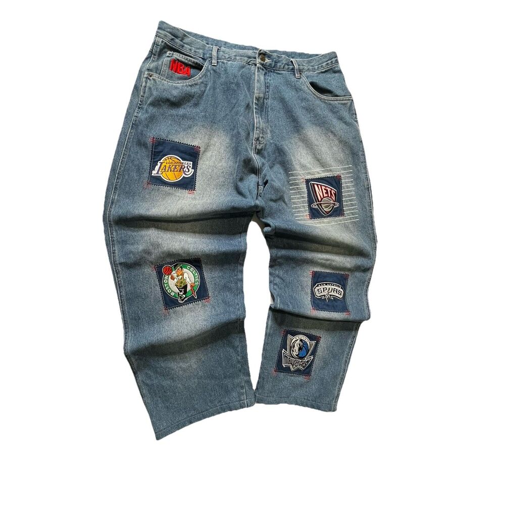 NBA Vintage 90s Y2K UNK  Mens Patches Baggy Wide Leg Distressed 39x30